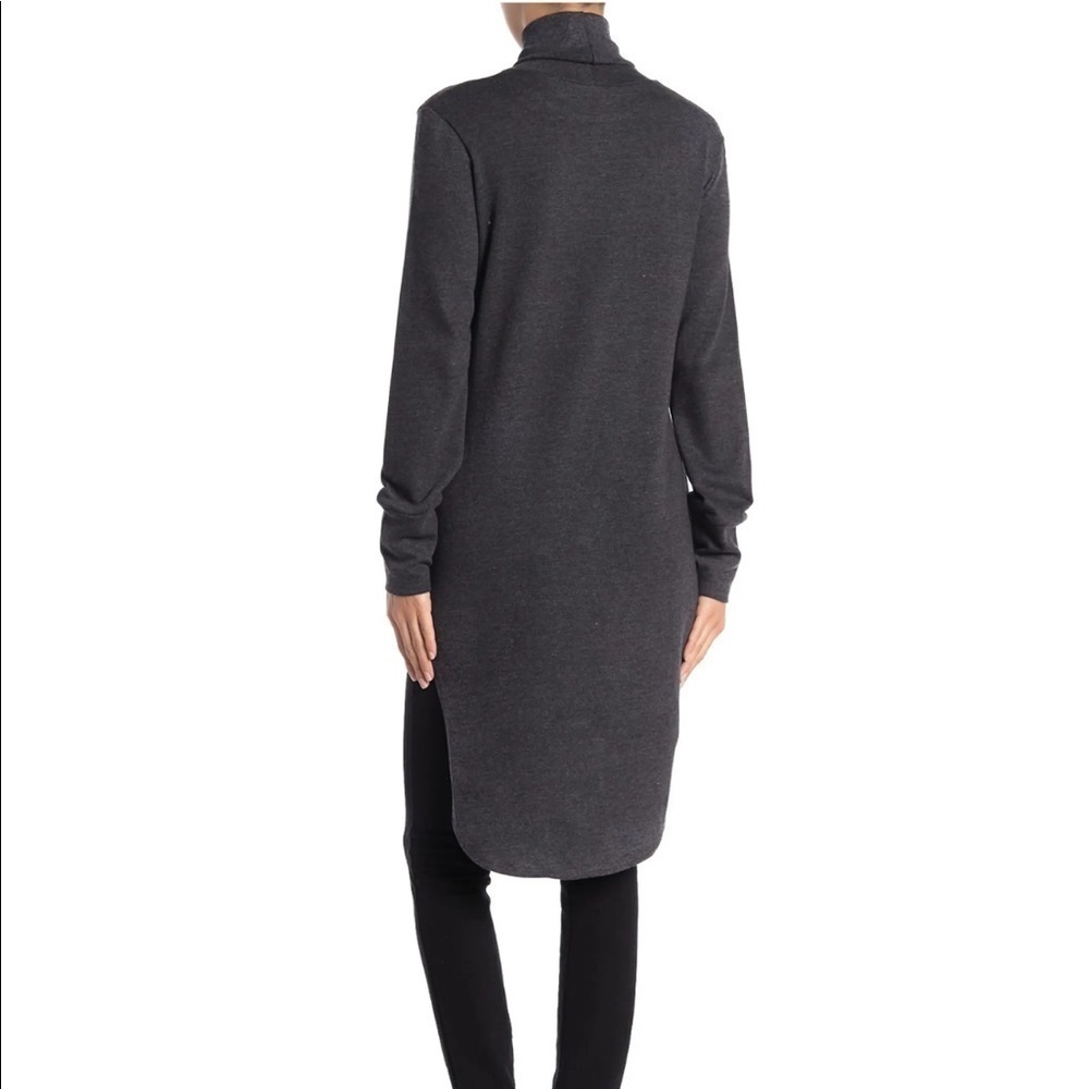 NEW GO COUTURE Turtleneck High/low Hem Tunic Sweater In Charcoal Elephant Up M - Picture 4 of 4